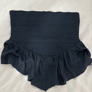 Black Strapless Ruffled Top
